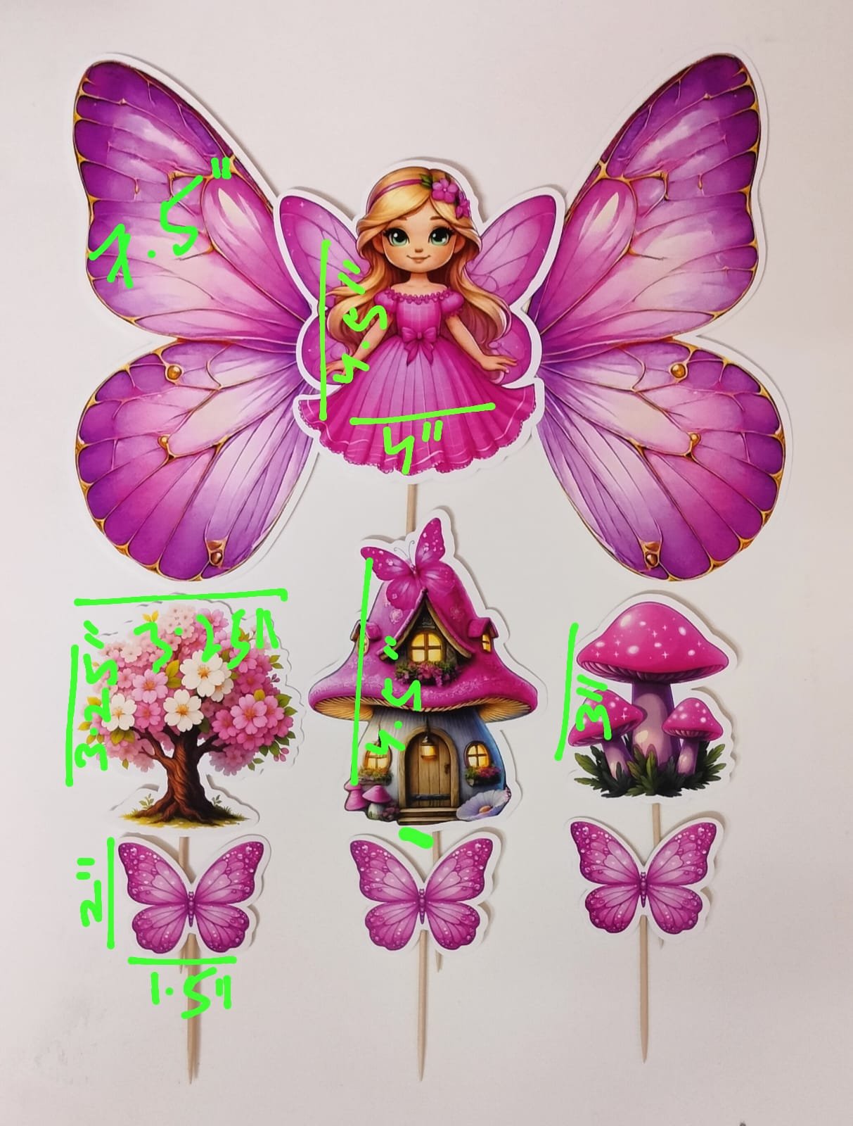 Big Angel Theme Cake Topper Set with Butterfly